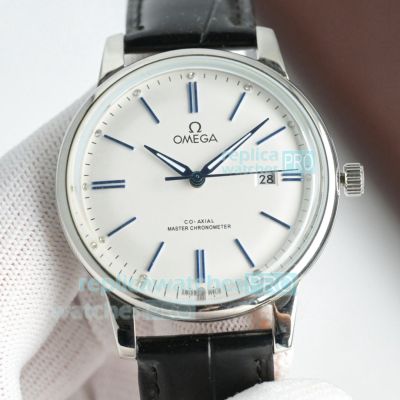 AAA Replica Omega Seamaster White Dial 40mm Leather Strap Watch 